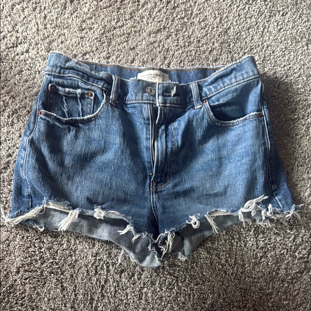 Abercrombie & Fitch Blue Frayed Jean Shorts